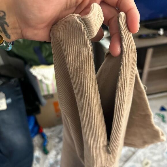 Piazza Sempione Tan Corduroy Womens Cropped Pants Size EU 44 US 10 Side Zipper - Picture 8 of 8